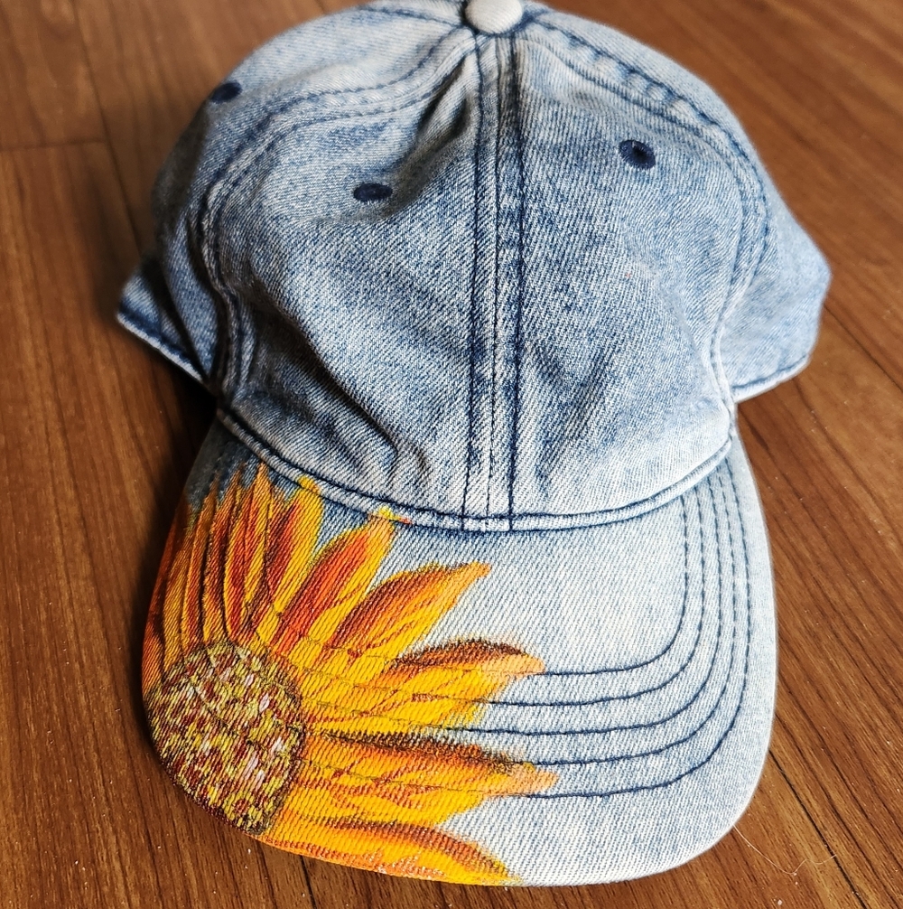 HANDPAINTED BLUE JEAN CAP/HAT